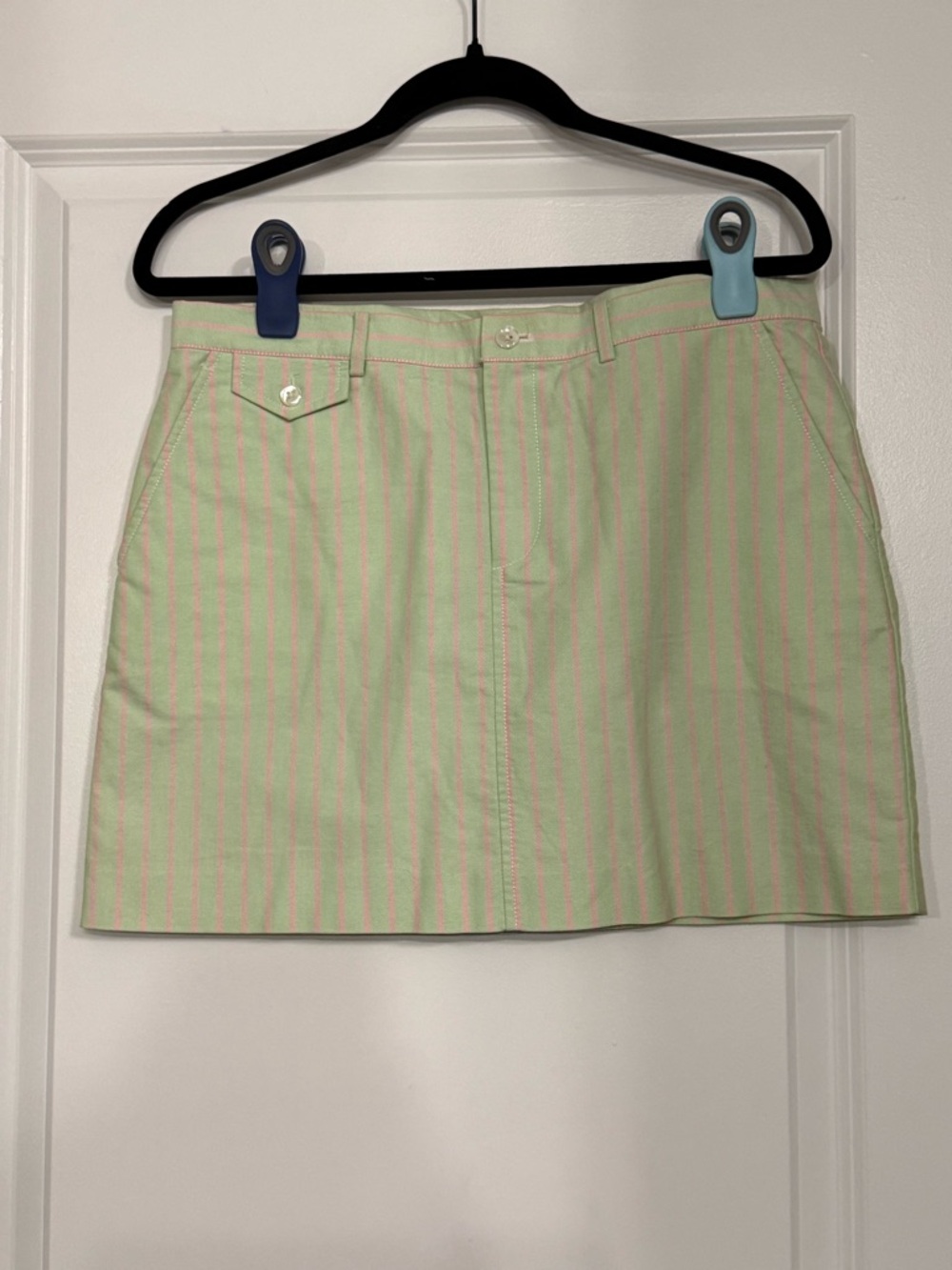 Ralph Lauren Blue Label Green and Pink Striped Cotton Mini Skirt Size 10